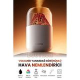 Hava Nemlendirici Buhar Makinesi Volkanik Tasarım LED Işıklı Sessiz Dekoratif HEDİYELİK Aroma Difüzör (Beyaz)