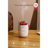 Hava Nemlendiricisi Buhar Makinesi Led Işıklı Odun Ateşi Efektli 280 ML H16 Beyaz