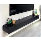 Havada asılı TV rafı, stant, dolap ünitesi, medya, duvar montajı, uzun TV medya üniteleri, depo kapılı konsol, duvara monte çekmeceli ve kapaklı siyah TV konsolu, beyaz