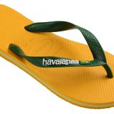 Havaianas - Brezilya logosu, ikonik, rahat ve uzun ömürlü banyo terliği, Brezilya bayraklı ve kaymaz taban, renkli çizgili, üniseks, yetişkin, Pop Sarı, 45/46 EU