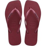 Havaianas Kadın Slim Square Logo Metallic Amaranto Kauçuk Terlik 35-36 Düz Taban Konfor - Antik Bordo