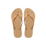Havaianas – Slim Flatform, zarif, uzun ömürlü ve çok yönlü banyo terliği, 2,5 cm kalınlığında taban, ince kayış, kadın, Altın, 41/42 EU
