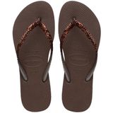 Havaianas Slim Glitter Kahverengi Terlik, 41-42, 4146975, Dark Brown, Kadın
