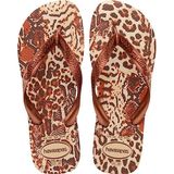 Havaianas – Top Animals, rahat, hafif ve dayanıklı parmak arası terlik, hayvan baskılı taban, geniş kayış ve esnek taban, kadın, Kum Grisi Metalik Bakır, 41/42 EU