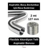 #Havalandırmaborusu Alüminyum Kopmaz Yırtılmaz Ankastre Baca Aspiratör Davlumbaz Şofben Havalandırma Borusu 2 Mt 127 Mm