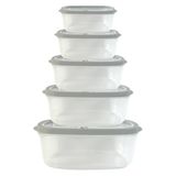 Havalandırmalı Kapaklı, Hava Geçirmez ve BPA İçermeyen, İstiflenebilir, Mikrodalga, Derin Dondurucu ve Bulaşık Makinesinde Yıkanabilir (GRAY) 10 Parça Dikdörtgen Gıda Saklama Kapları