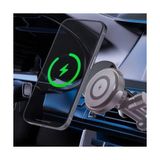 Havalandırmaya Takılan Telefon Tutucu Araç Tutucu ve Şarj Magsafe ile Uyumlu Kablosuz Şarj Özellikli Peteğe Takılıp Kilitlenebilen 15W Hızında Hızlı Mıknatıslı Premium Kalite 3A Şarjlı Araç Tutucu 034 - Option-1 - 000-Siyah