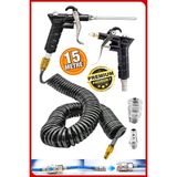 Havalı 15 Metre Kompresör Spiral Hava Hortumu 8 Mm 15 Mt Hava Jakı Hava Tabancası Recor Paket
