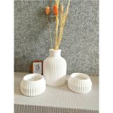 Havali Tasarim Dekoratif Iskandinav Vazo Tealight Mumluk Set