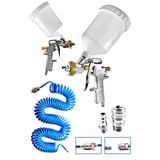 Havalı Üstten Depo 1,3Mm Boya Tabancası, Spiral Hava Hortumu15 Mt Hava Jakı Takım Set
