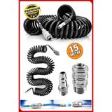 Havalı Yüksek Kalite Kompresör Spiral Hava Hortumu 8 Mm 15 Metre Hava Jakı Kompresör Recor Paket