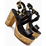 Havannah Siyah Çapraz Bantlı Platform Topuklu Kadın Sandalet