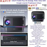 Havıt 4K Desteği, Rgb, 5ghz Wifi Google Lisanslı Projeksiyon Cihazı + Xiaomi Akıllı Saat Hediye - Siyah