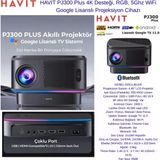 Havıt 4K Desteği, Rgb, 5Ghz Wifi Google Lisanslı Projeksiyon Cihazı + Xiaomi Akıllı Saat Hediye