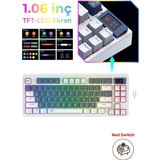 Havit Gamenote Kb884L Rgb Mekanik Türkçe Klavye 1.06inç Tft-lcd Ekran - Red Switch