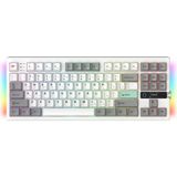 Havit Gamenote KB909L Hot-Swap Gaming Mekanik Klavye - Tft Ekranlı, 3 Modlu (Bt/2.4g/kablolu), Light Blue Switch - Beyaz