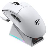 Havit Gamenote M5 PRO Superlight Kablosuz Gaming Mouse - 30.000 DPI, PAW3950 - RGB Şarj Standlı - Ekranlı (Beyaz)