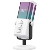 Havit GK65 Rgb Profesyonel Yayıncı Mikrofonu 192KHZ 24BIT Hi-Fi Dahili Ses Kartlı - Beyaz
