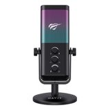 Havit GK65 Rgb Profesyonel Yayıncı Mikrofonu 192KHZ 24BIT Hi-Fi Dahili Ses Kartlı - Siyah