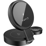 Havit W3100 Katlanabilir 3'ü 1 Arada Kablosuz Şarj Cihazı 15W - Siyah