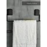 Havlu Askısı Paslanmaz Çelik Yapışkanlı Banyo Havluluk Düzenleyici Siyah
