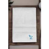 Havlu - Beyaz Renk- Peace Desen 70 X 140 Banyo Havlusu