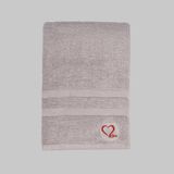 Havlu - Gri Renk- Love Desen 70 X 140 Banyo Havlusu