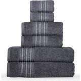 Havlu Set 6 Lı 70*140 cm 2 Adet 50*90 cm 2 Adet 30*50 cm 2 Adet Gri - 70 x 140 cm - Antrasit - Gri