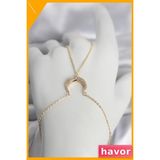 Havor Hilal Model Zirkon Taşlı Şahmeran Kolye Pirinç Gold - Standart