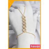Havor Zirkon Taşlı Sıralı Halka Şahmeran Bileklik Pirinç Gold - Standart