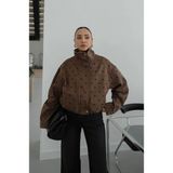 Havoş Kahverengi Hoge Puantiyeli Gabardin Ceket - S