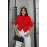 Havoş Kırmızı Kısa Kollu Crop Blazer Ceket