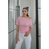 Havoş Pembe Lenni Geniş Yaka Bluz