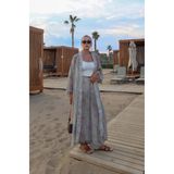 Havoş Yeşil Çiçek Desenli Kimono Pantolon Şifon Takım