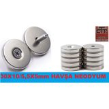 Havşa Delikli Güçlü Neodyum 2 Adet 30Mm X 10-5Mm X 5Mm Miknatis