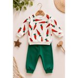 Havuç Baskılı Bebek Takımı Mevsimlik 2li Alt Üst Unısex Aylık 3-6-9-12AY - Yeşil - 9 - 12 Ay