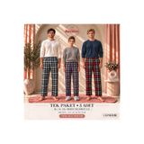 HAVVA HOME 3'lü Polar Pijama Altı Unisex Ekose Desenli Tek Alt Cepsiz Kışlık Ev Pantolonu Rahat Kesim Yumuşak Polar Eşofman Altı M L XL 2XL