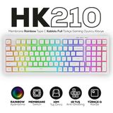 Hawk Gaming Chair Hawk Gaming HK210 Membrane Rainbow Type C Kablolu Beyaz Full Türkçe Gaming Klavye