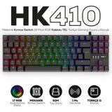 Hawk Gaming Chair Hawk Gaming Mekanik Kırmızı Switch Kablolu Oyun Klavyesi 19 Mod RGB TKL Türkçe Bağlantı Türü