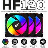 Hawk Gaming Chair HF120 Slientforce 120MM Argb Üçlü Siyah Kontrolcü ve Kumanda Dahil Kasa Fanı