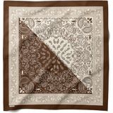 Hawwa Etnik Desenli Çok Renkli Saten Fular 55 x 55 cm Zarif Kadın Aksesuarı