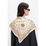 HAWWA Krem Paisley Desenli Saten Fular
