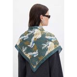 HAWWA Turna Uçuşu Desenli Saten Fular