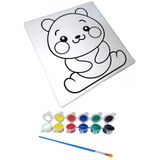 Hayal Sepeti Sevimli Panda Resimli Tuval 20 X 20 6Lı Boya, Fırça Boyama Seti