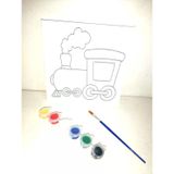 Hayal Sepeti Tren Model Resimli Tuval 20 X 20 6Li Boya, Firca Boyama Seti