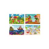 Hayal Sepeti Yeni 4 Adet 24 Parçalı Ahşap Puzzle Yapboz Sevimli Dostlar, Karagöz, Korsanlar, Parkta Hayvanlar