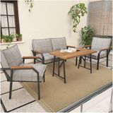 Hayal Serisi Balkon, Bahçe, Cafe - Metal Kanepe Koltuk Takımı - 2+1+1 70 x 110 cm Masalı - Açık Gri