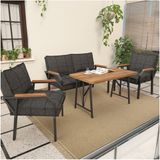 Hayal Serisi Balkon, Bahçe, Cafe - Metal Kanepe Koltuk Takımı - 2+1+1 70 x 110 cm Masalı - Antrasit