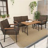 Hayal Serisi Balkon, Bahçe, Cafe - Metal Kanepe Koltuk Takımı - 2+1+1 70 x 110 cm Masalı - Kahverengi