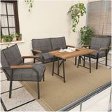 Hayal Serisi Balkon, Bahçe, Cafe - Metal Kanepe Koltuk Takımı - 2+1+1 70 x 110 cm Masalı - Koyu Gri
